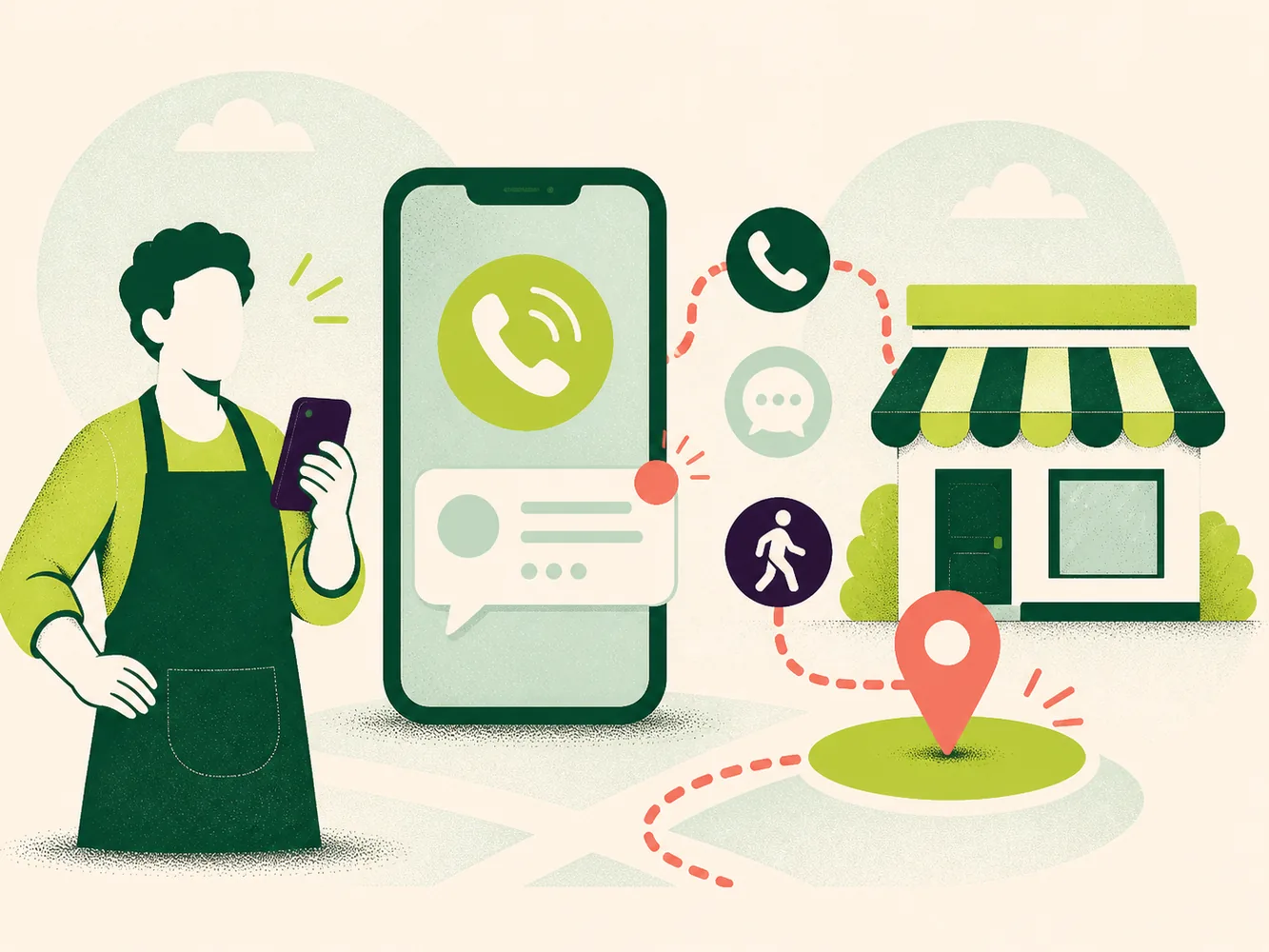 Local business receiving customer calls, messages and in-store visits from digital marketing