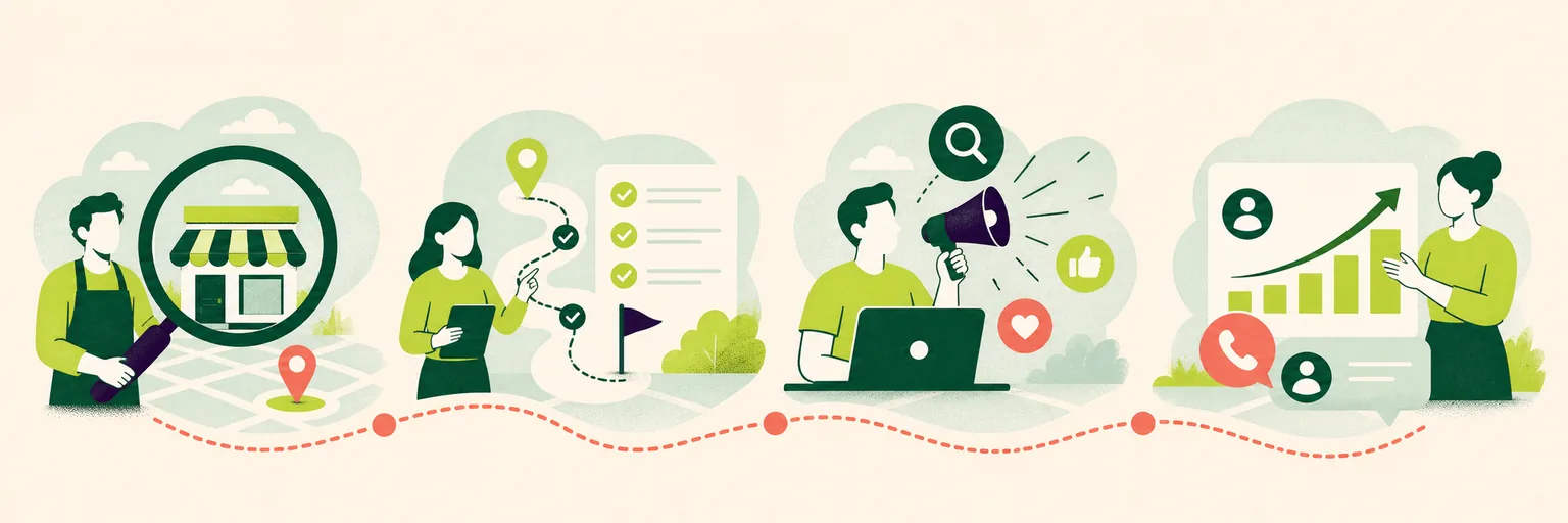 Digital marketing process from local visibility audit and campaign planning to customer enquiries and measurable growth